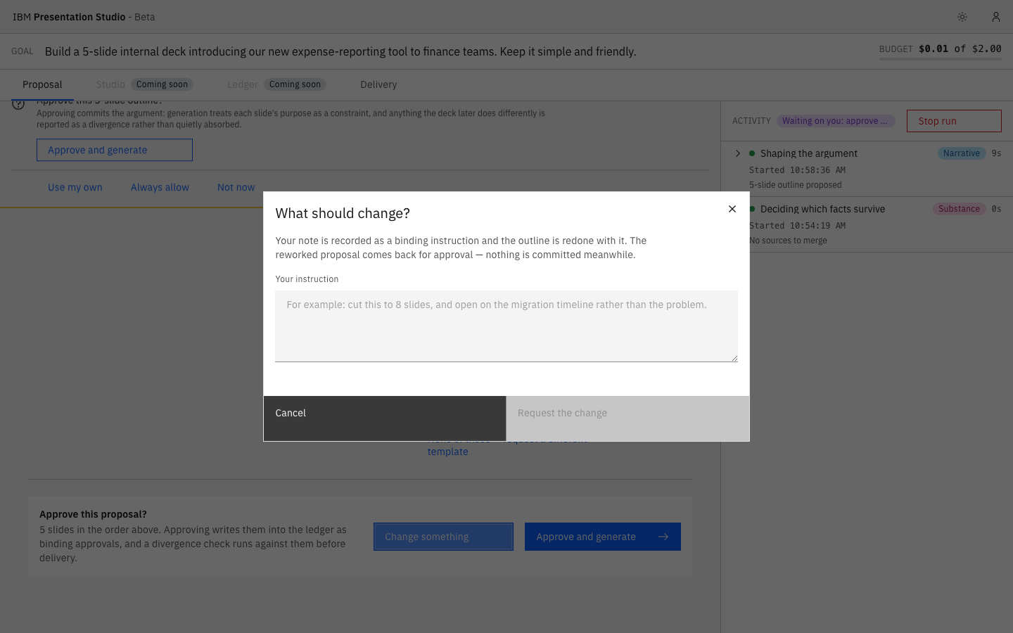 Requesting a change to the proposal